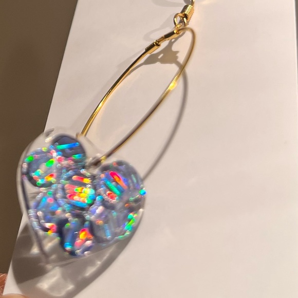 Sequin & Gloss Hoop Artesian Handcrafted Earrings - Picture 5 of 6